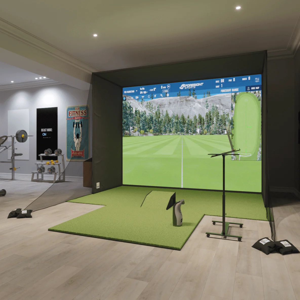 Best home golf simulator setup for 2026 with projector, impact screen, hitting mat and launch monitor